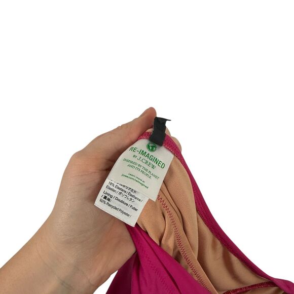 J Crew Ruched One Shoulder One Piece Swimsuit Pink Preppy Vacation Women Size 18 - Picture 6 of 8